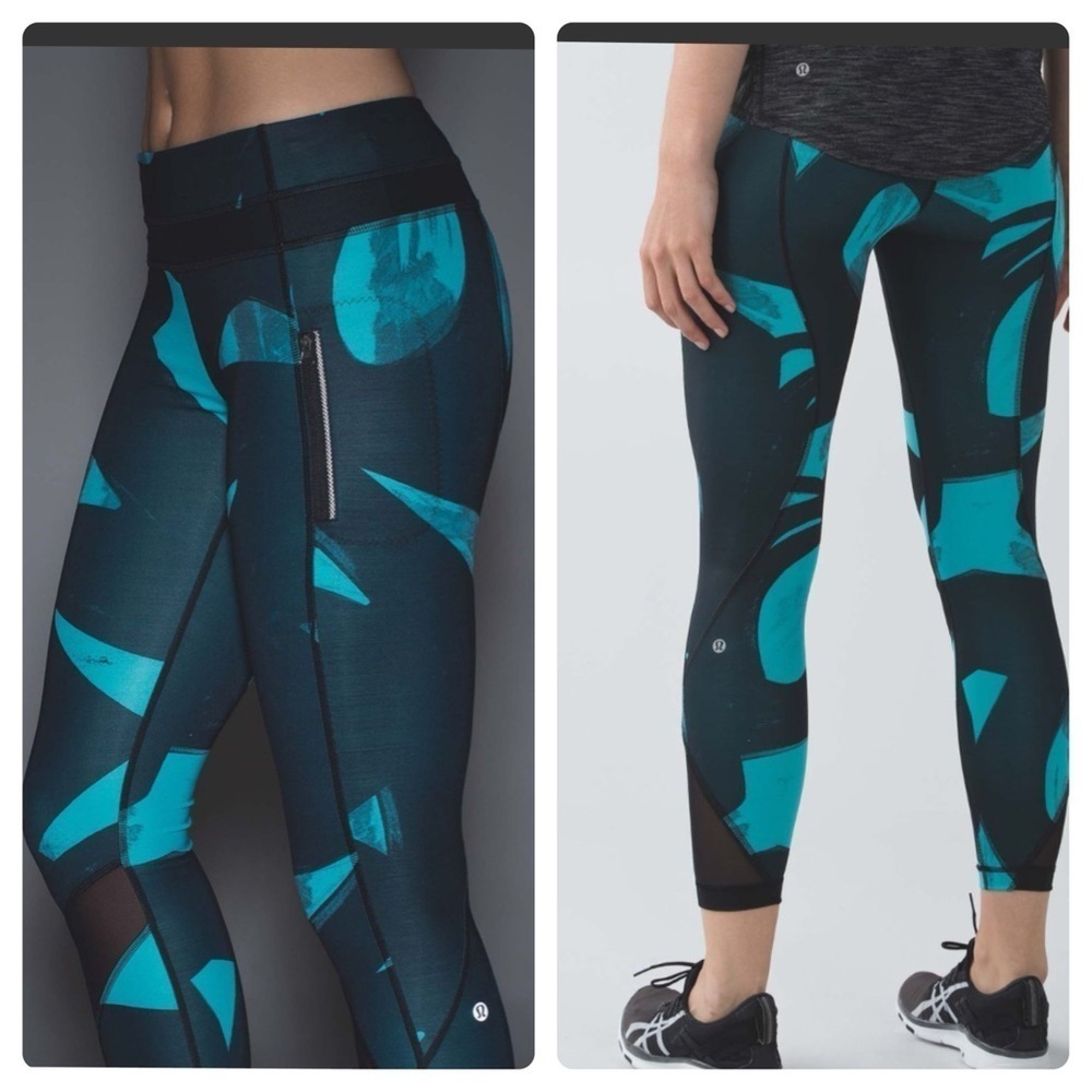 Lululemon Inspire Tight II Full-On Luxtreme Mesh Back Spin Stroke Peacock Size 6 - Picture 6 of 6